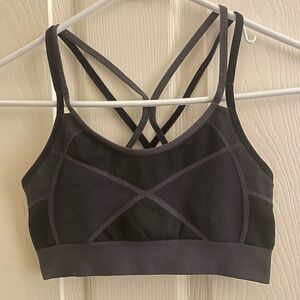 Black and Grey Strappy Sports Bra